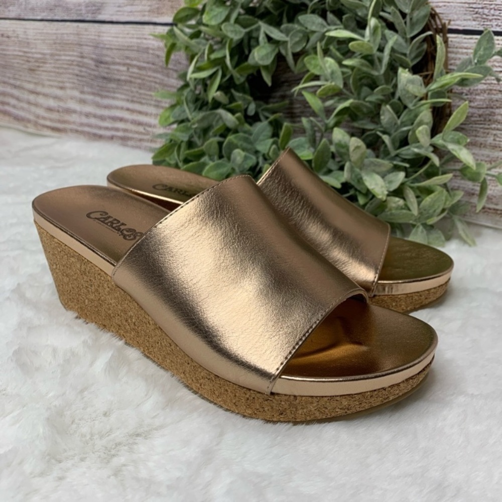 Carlos Santana rose gold wedges